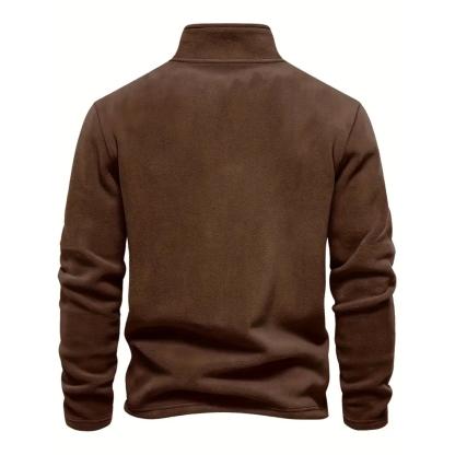 Classic Fleece Zip Pullover Warm Stand Collar Sweatshirt For Men