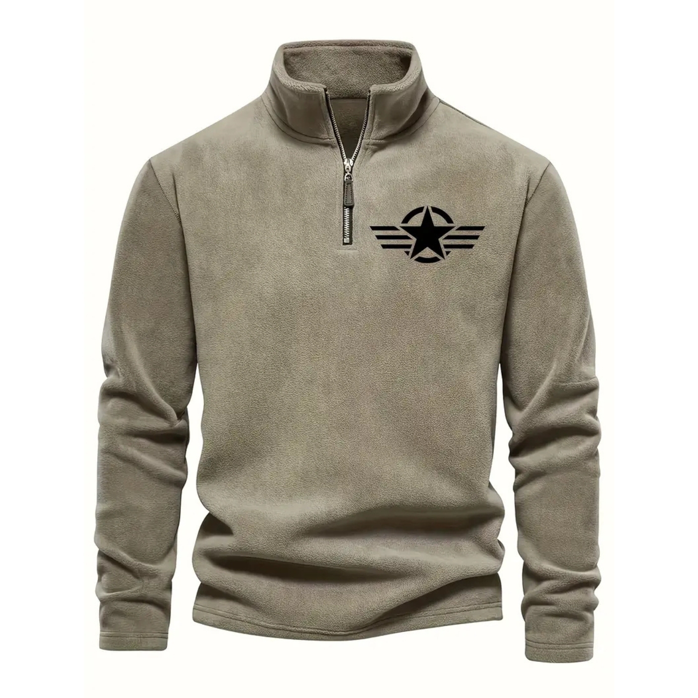 Classic Fleece Zip Pullover Warm Stand Collar Sweatshirt For Men