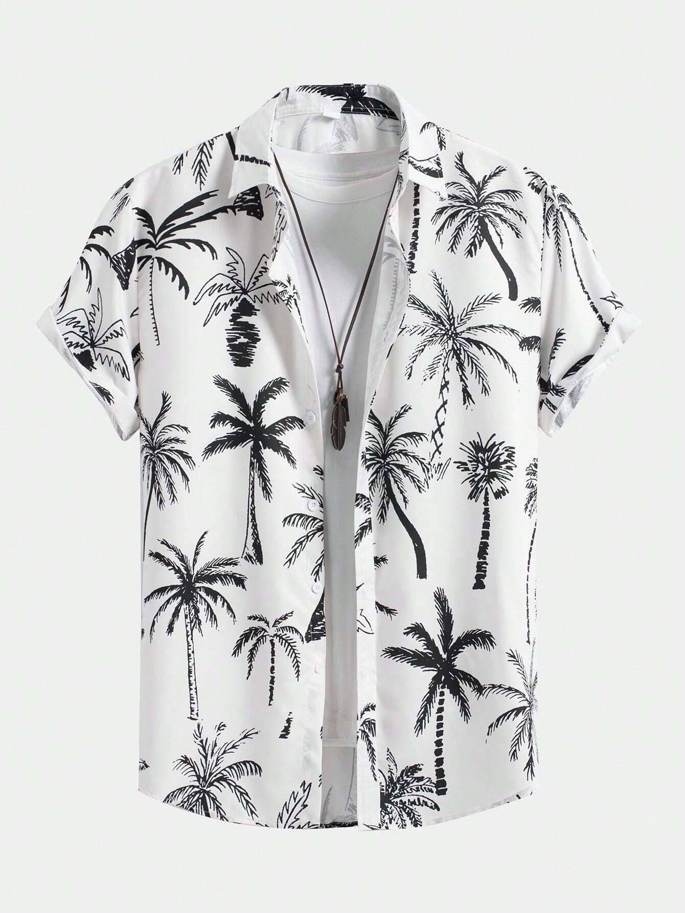 Coconut Tree Printed Shirts-Vacay Outfit
