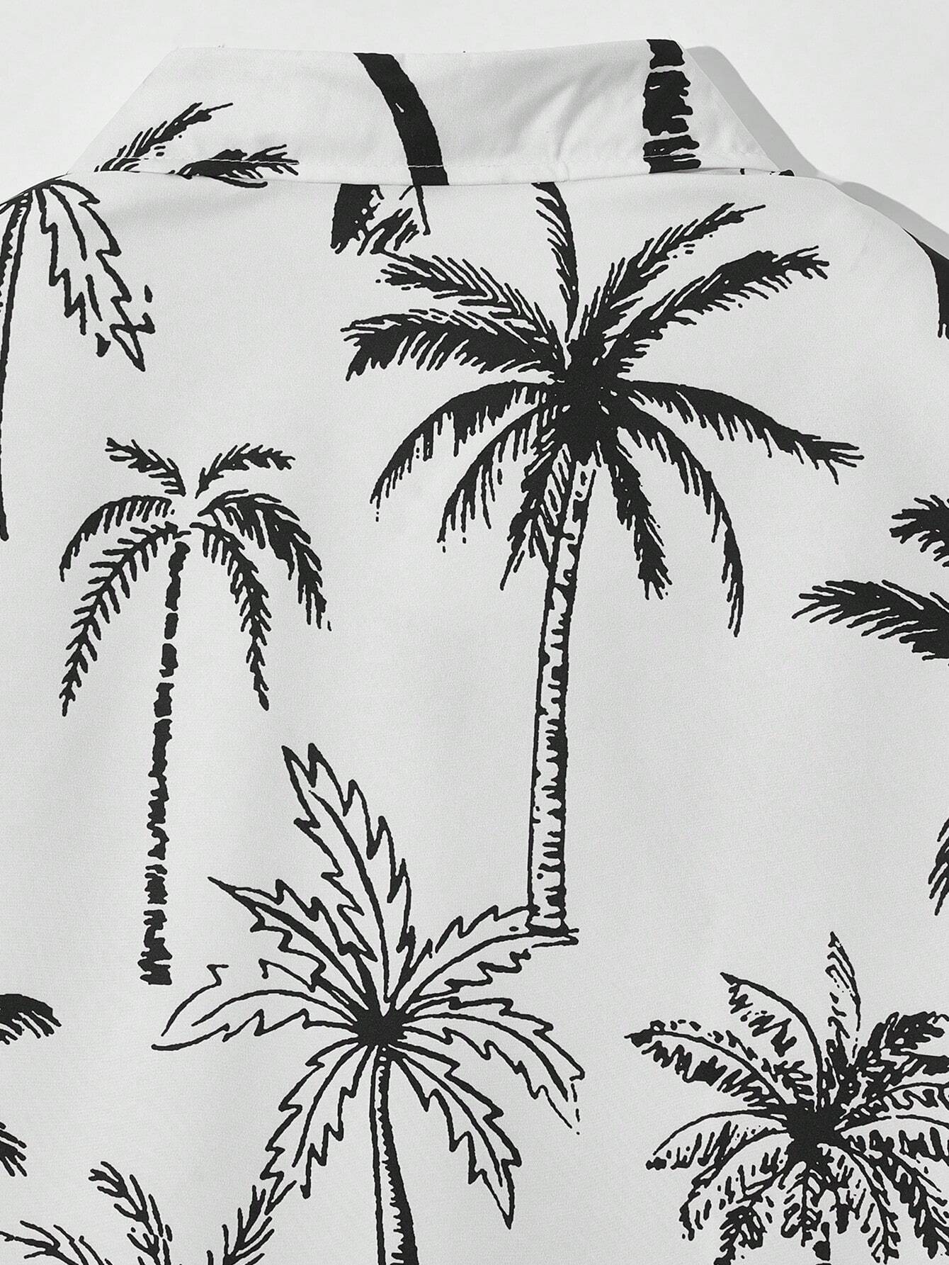 Coconut Tree Printed Shirts-Vacay Outfit