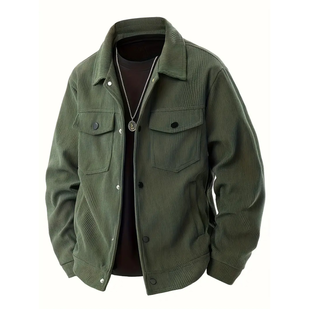 Corduroy Cargo Jacket With Pockets For Men