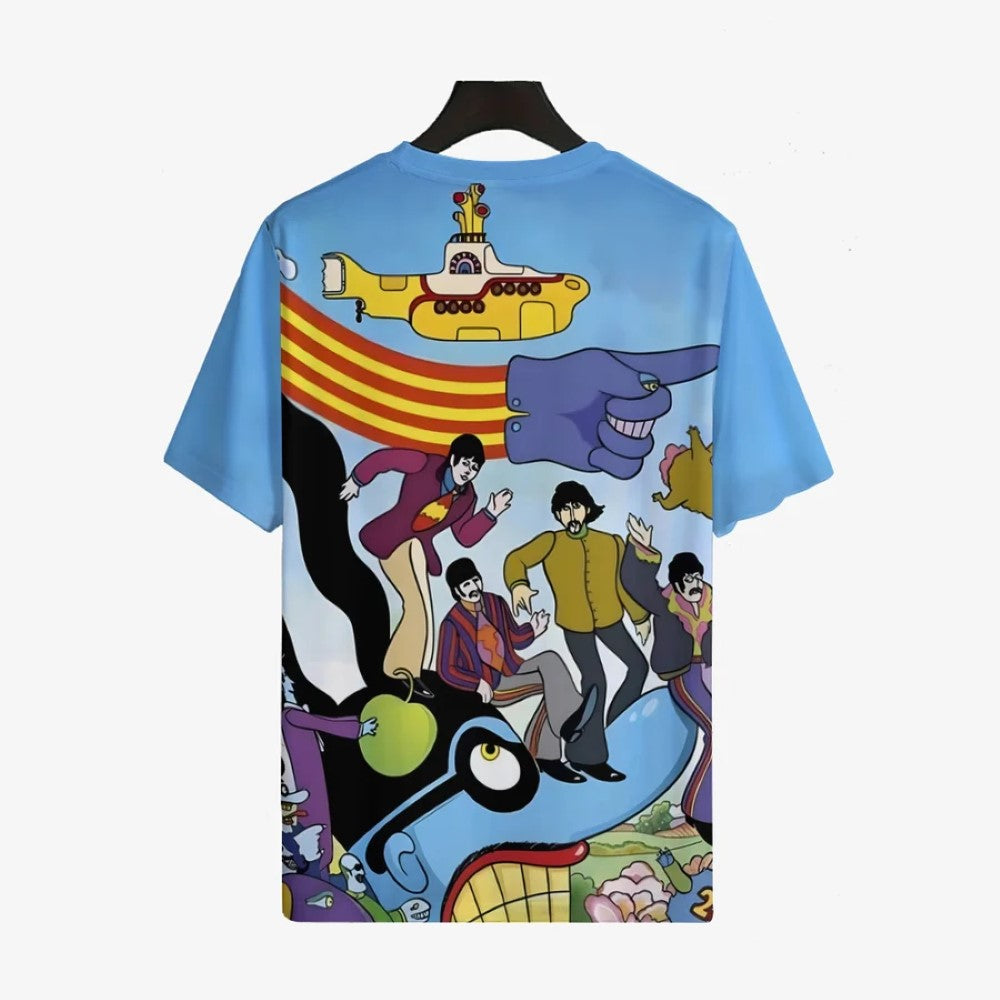 Vibrant Pop Art Style Crew Collar Casual T Shirt-Vacay Outfit