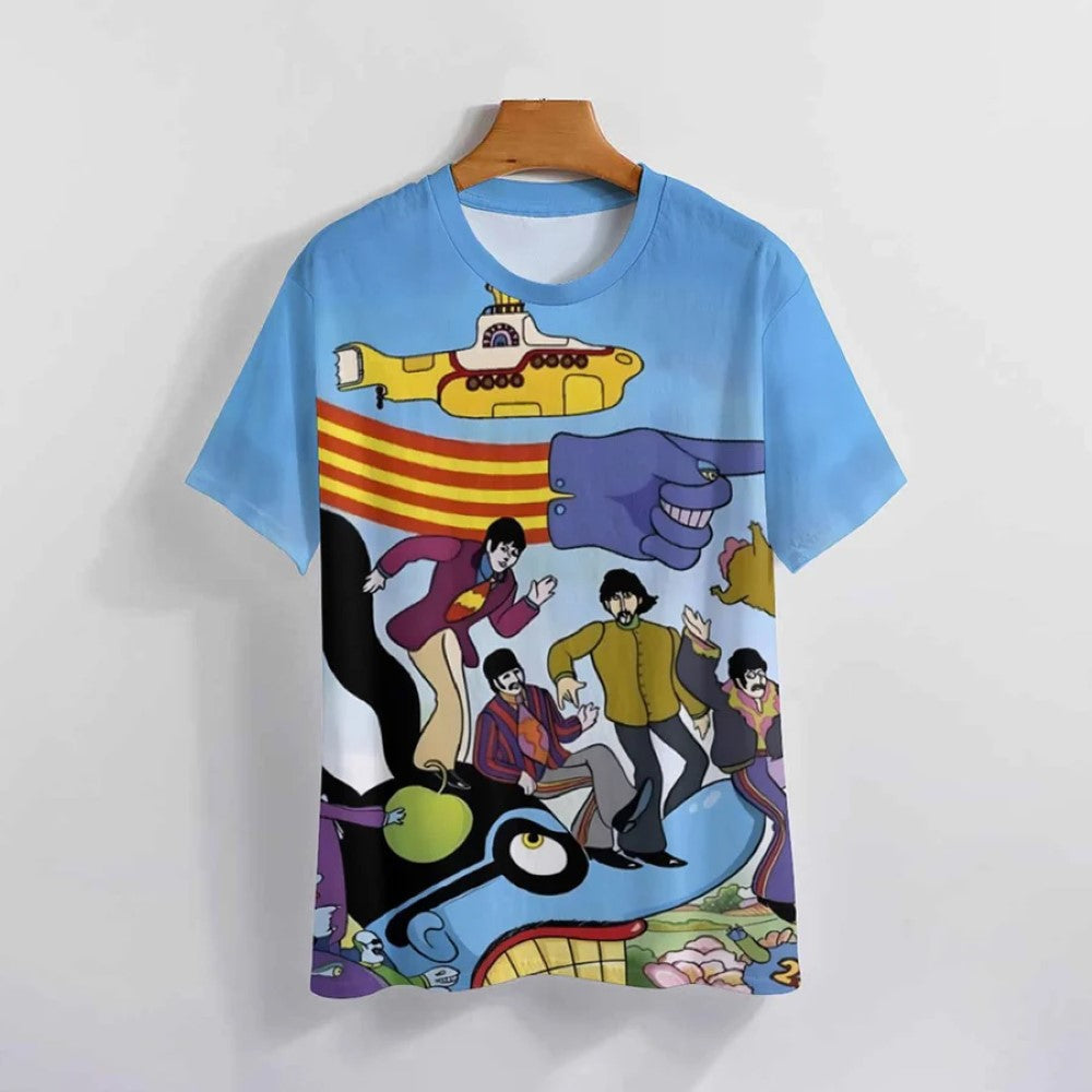Vibrant Pop Art Style Crew Collar Casual T Shirt-Vacay Outfit