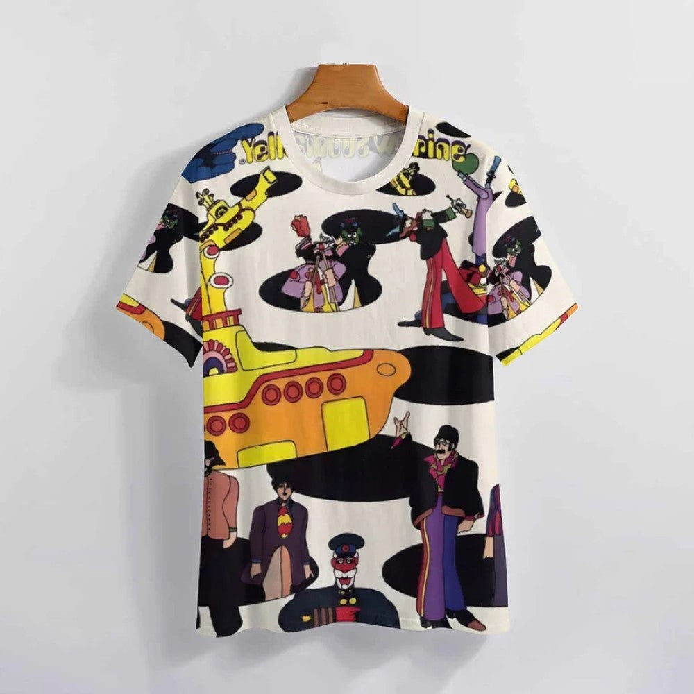 Vibrant Pop Art Style Crew Collar Casual T Shirt-Vacay Outfit