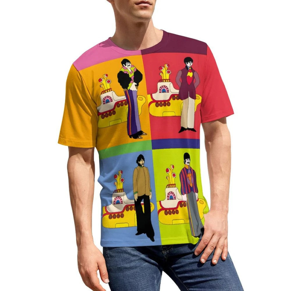 Vibrant Pop Art Style Crew Collar Casual T Shirt-Vacay Outfit