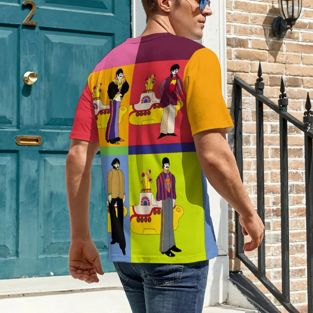 Vibrant Pop Art Style Crew Collar Casual T Shirt-Vacay Outfit