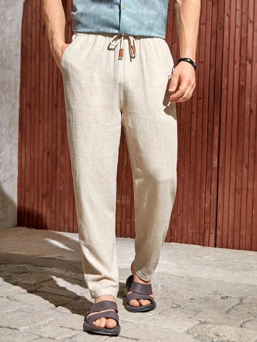 Drawstring Straight Fit Pants With Pocket-Vacay Outfit