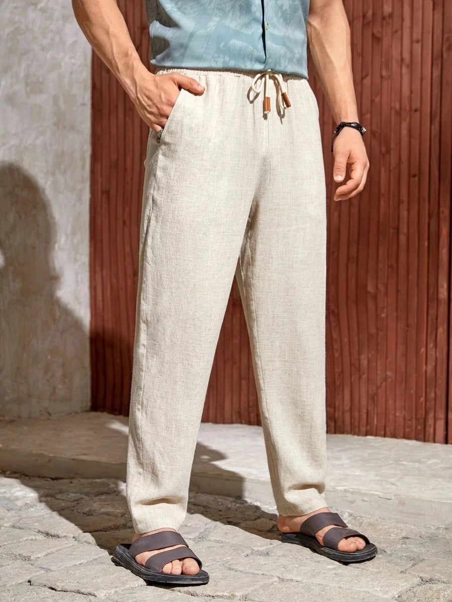 Drawstring Straight Fit Pants With Pocket-Vacay Outfit