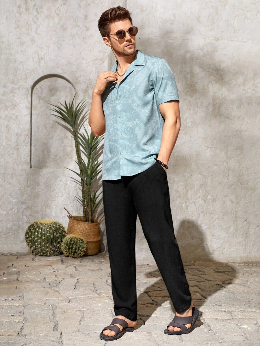 Drawstring Straight Fit Pants With Pocket-Vacay Outfit