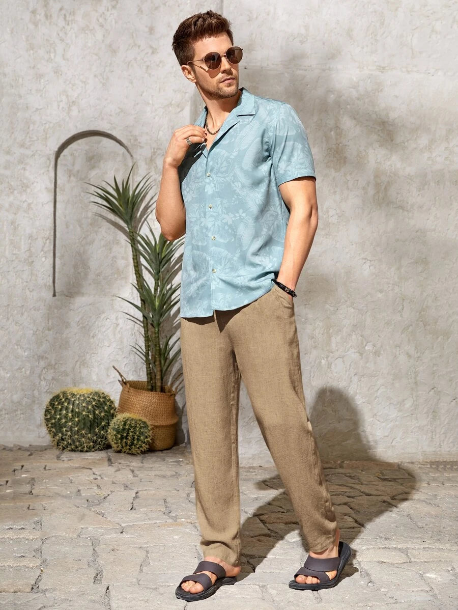 Drawstring Straight Fit Pants With Pocket-Vacay Outfit