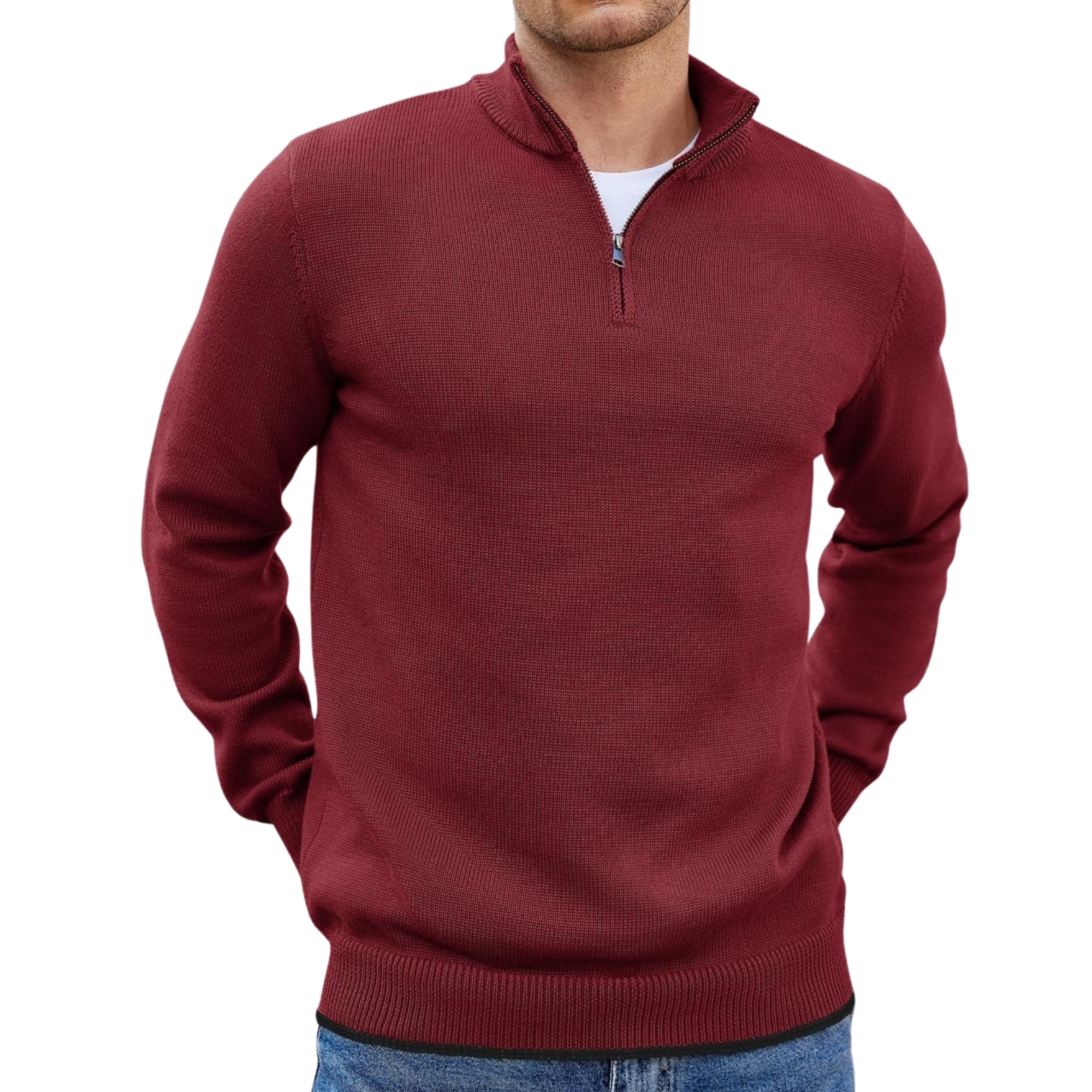Quarter Zip Lightweight Knit Pullover Sweater