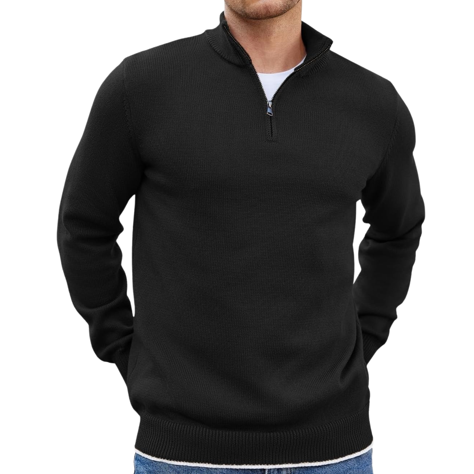 Quarter Zip Lightweight Knit Pullover Sweater