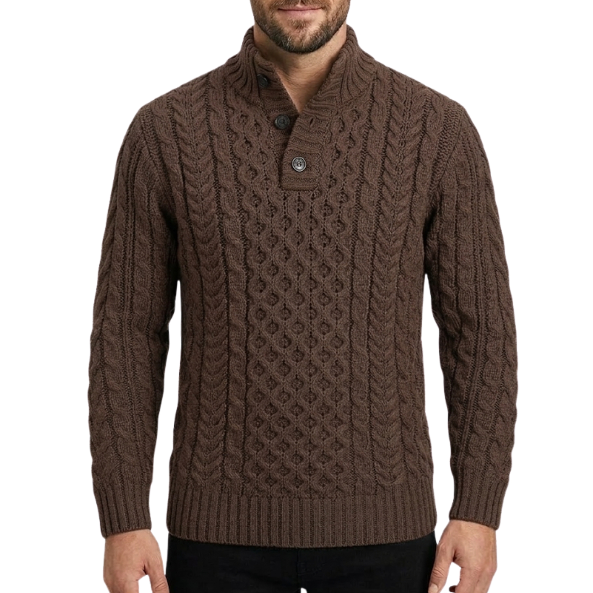 Knitted Chunky Thermal Sweater With Twisted Design For Men