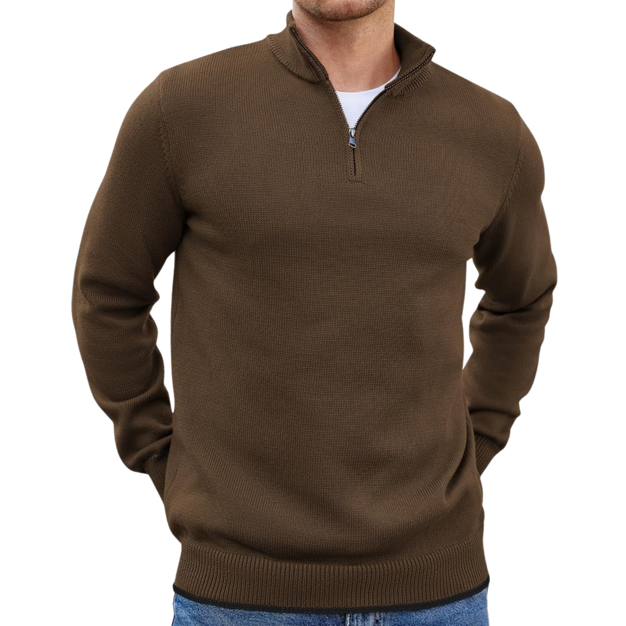 Quarter Zip Lightweight Knit Pullover Sweater