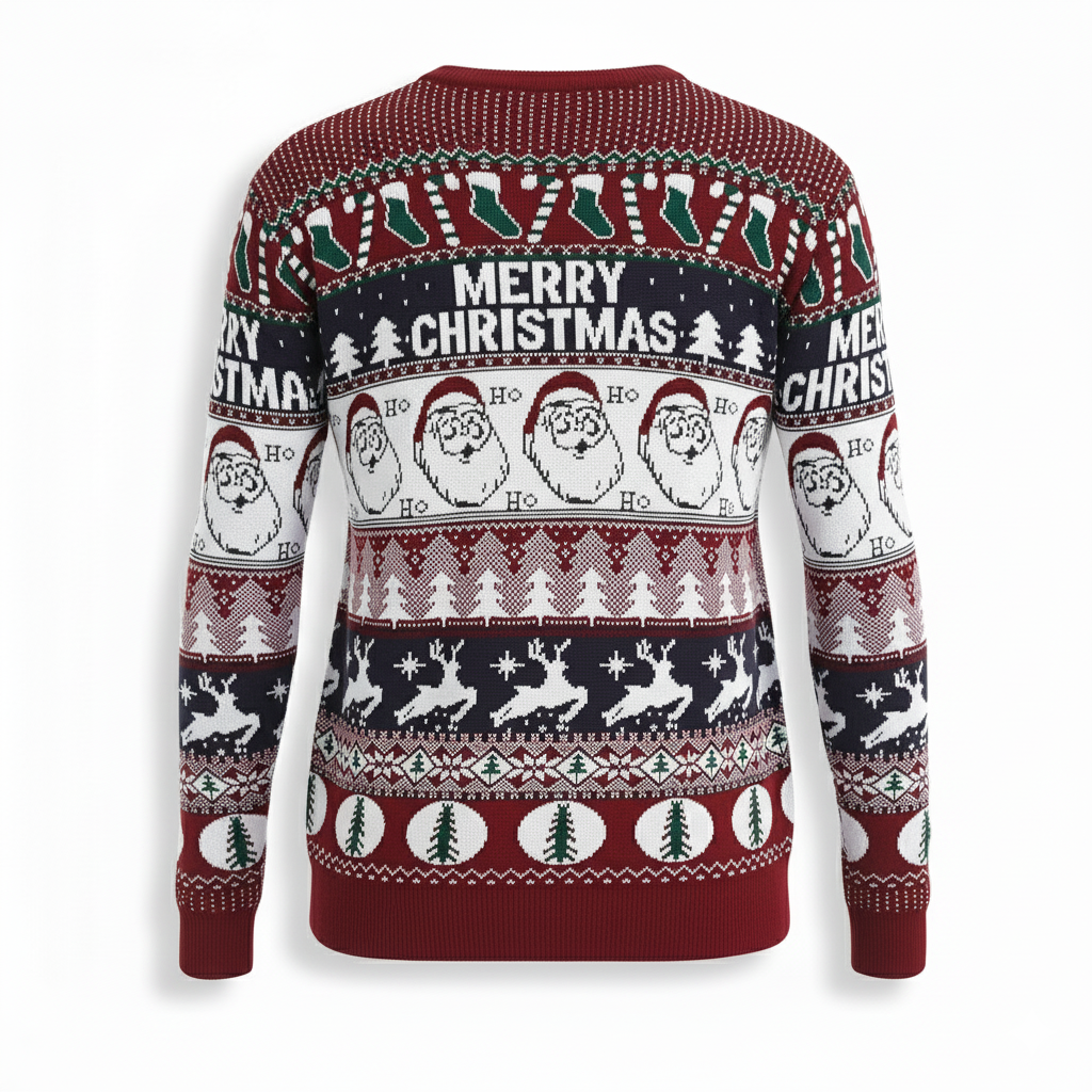 Ugly Christmas Sweater With Santa Design Print