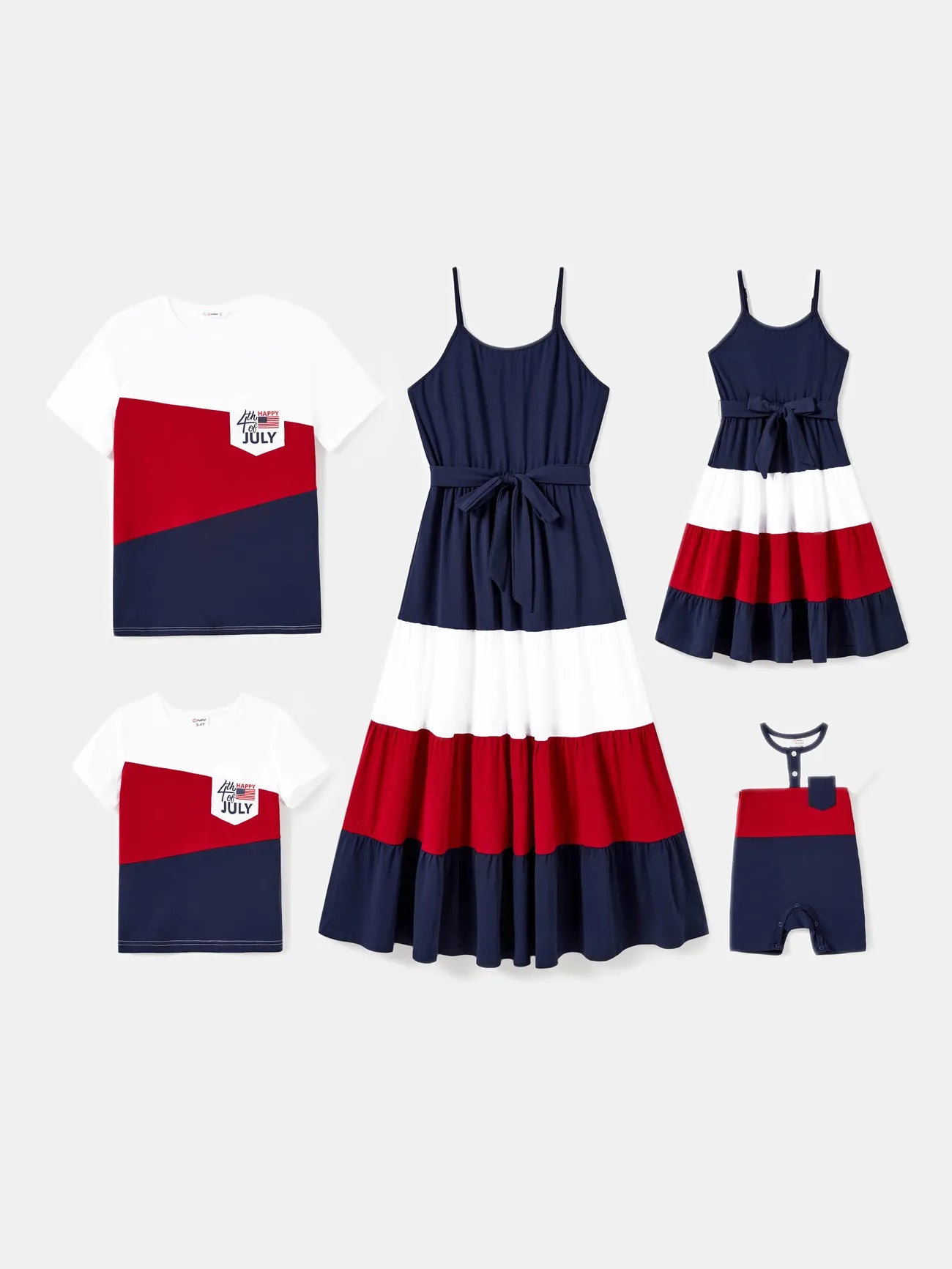 Family Matching Sets Coordinated Tees And Belted A Line Ruffle Hem Dress-Vacay Outfit