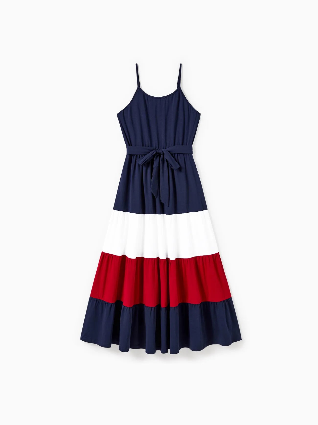 Family Matching Sets Coordinated Tees And Belted A Line Ruffle Hem Dress-Vacay Outfit