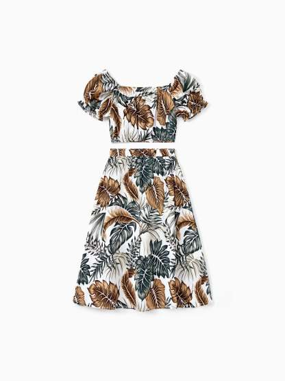 Leaf Pattern Family Matching Sets-Vacay Outfit