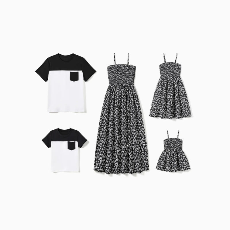 Family Matching Set Tee And Floral Dress-Vacay Outfit