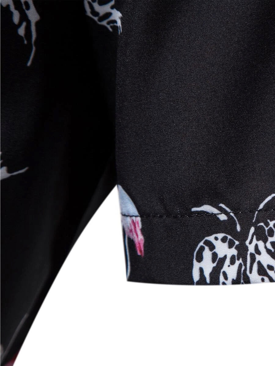 Flamingo And Tropical Print Shirt-Vacay Outfit