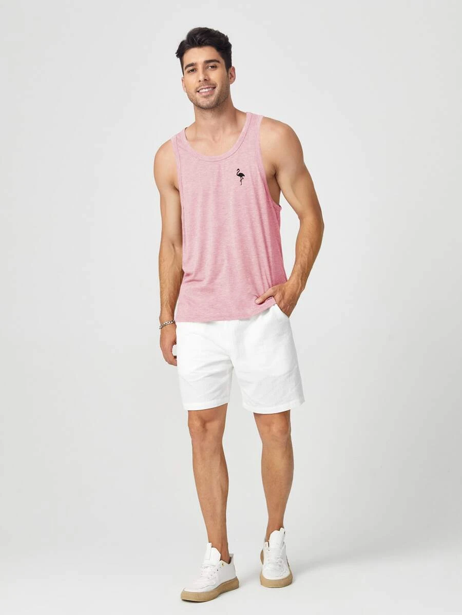 Flamingo Printed Tank Top-Vacay Outfit