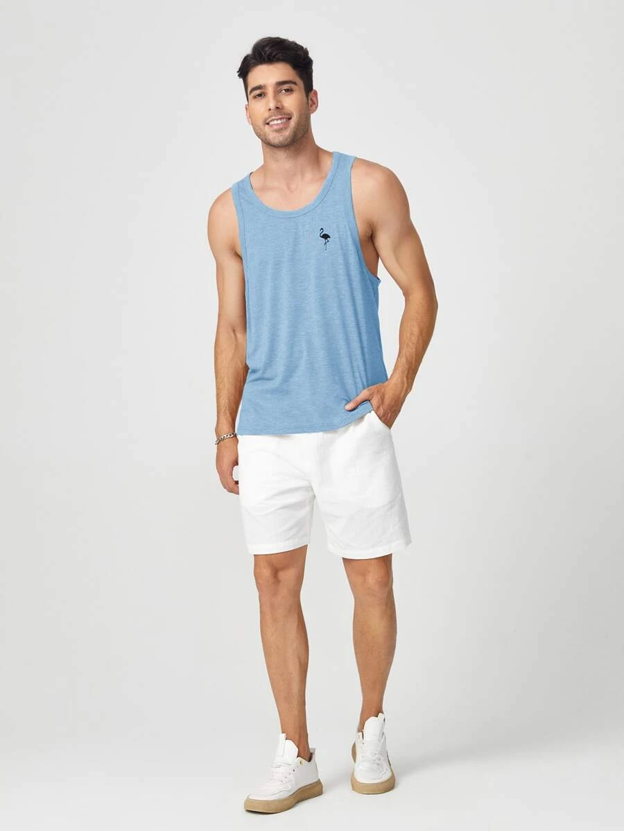 Flamingo Printed Tank Top-Vacay Outfit