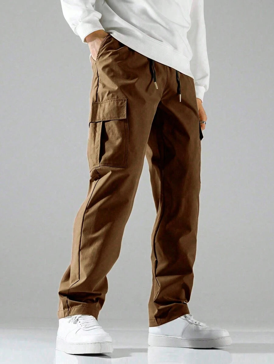 Flap Pocket Long Cargo Pants-Vacay Outfit