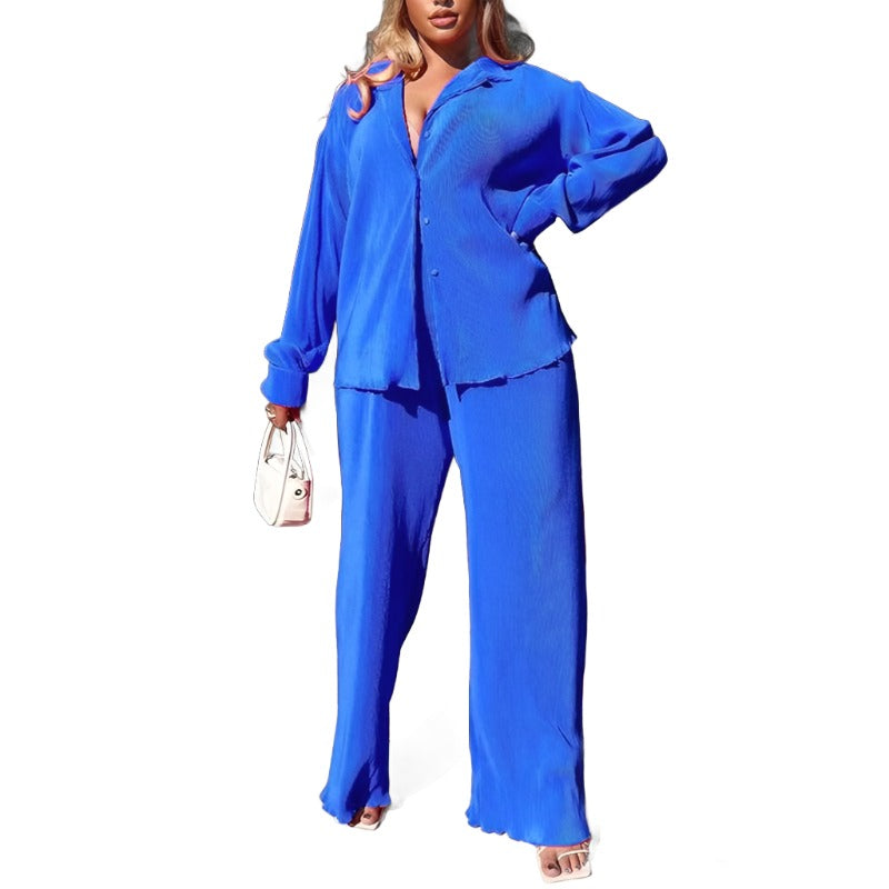 Flare Pleated Wide Leg Pants Co-Ord Sets-Vacay Outfit