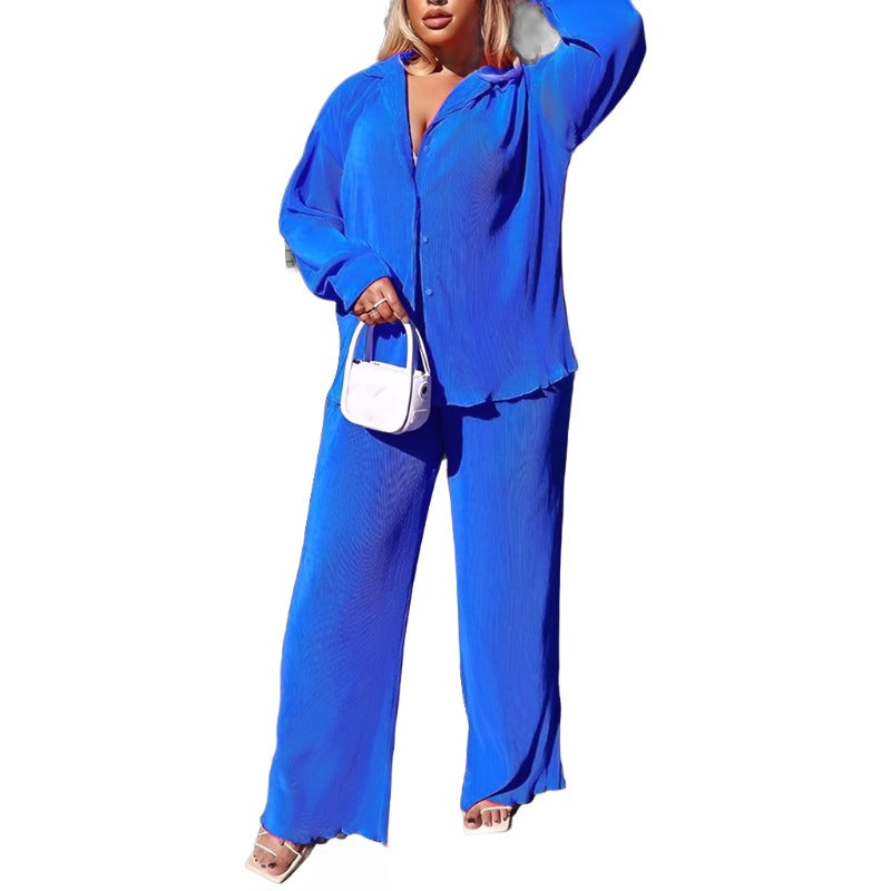 Flare Pleated Wide Leg Pants Co-Ord Sets-Vacay Outfit