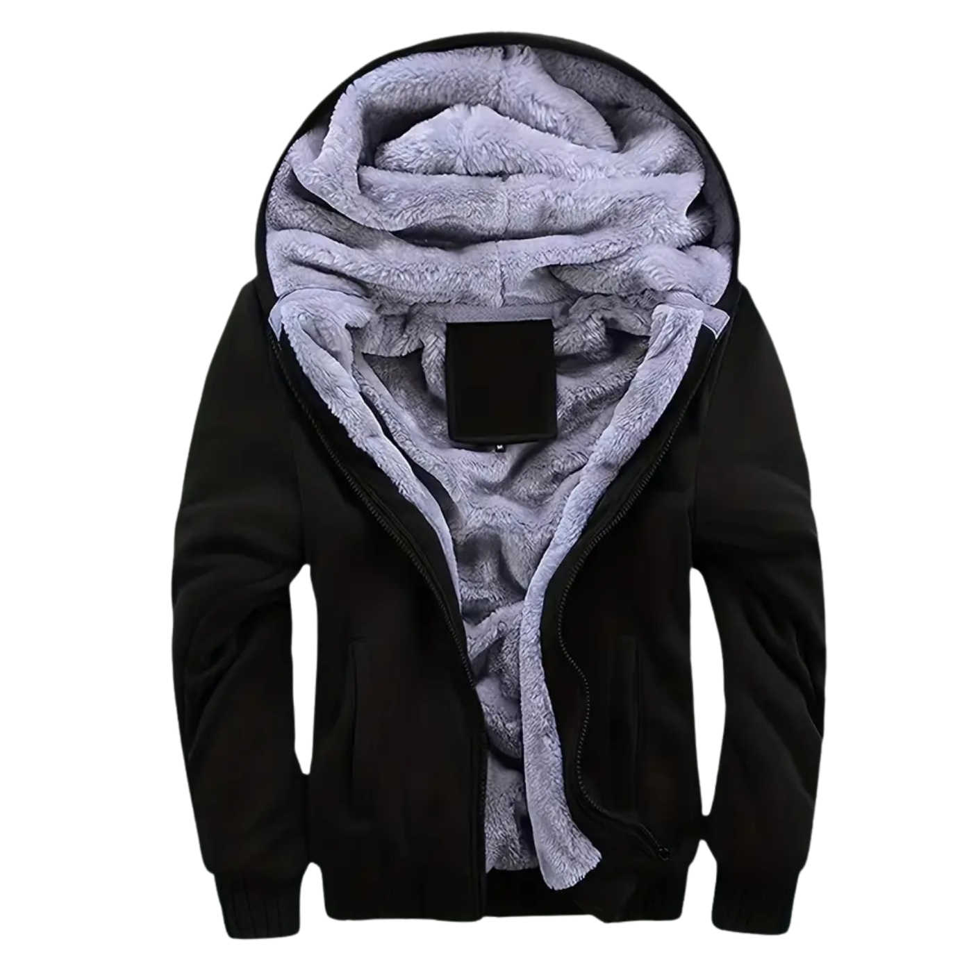 Fleece Lined Hooded Zip Up Winter Jacket