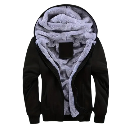 Fleece Lined Hooded Zip Up Winter Jacket