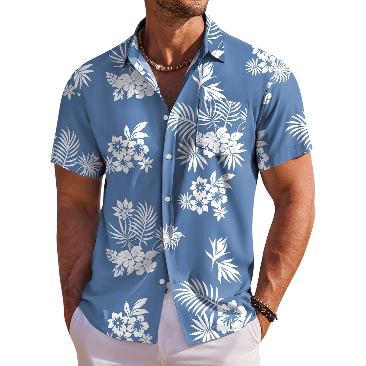 Floral Tropical Beach Short Sleeve Short Shirt