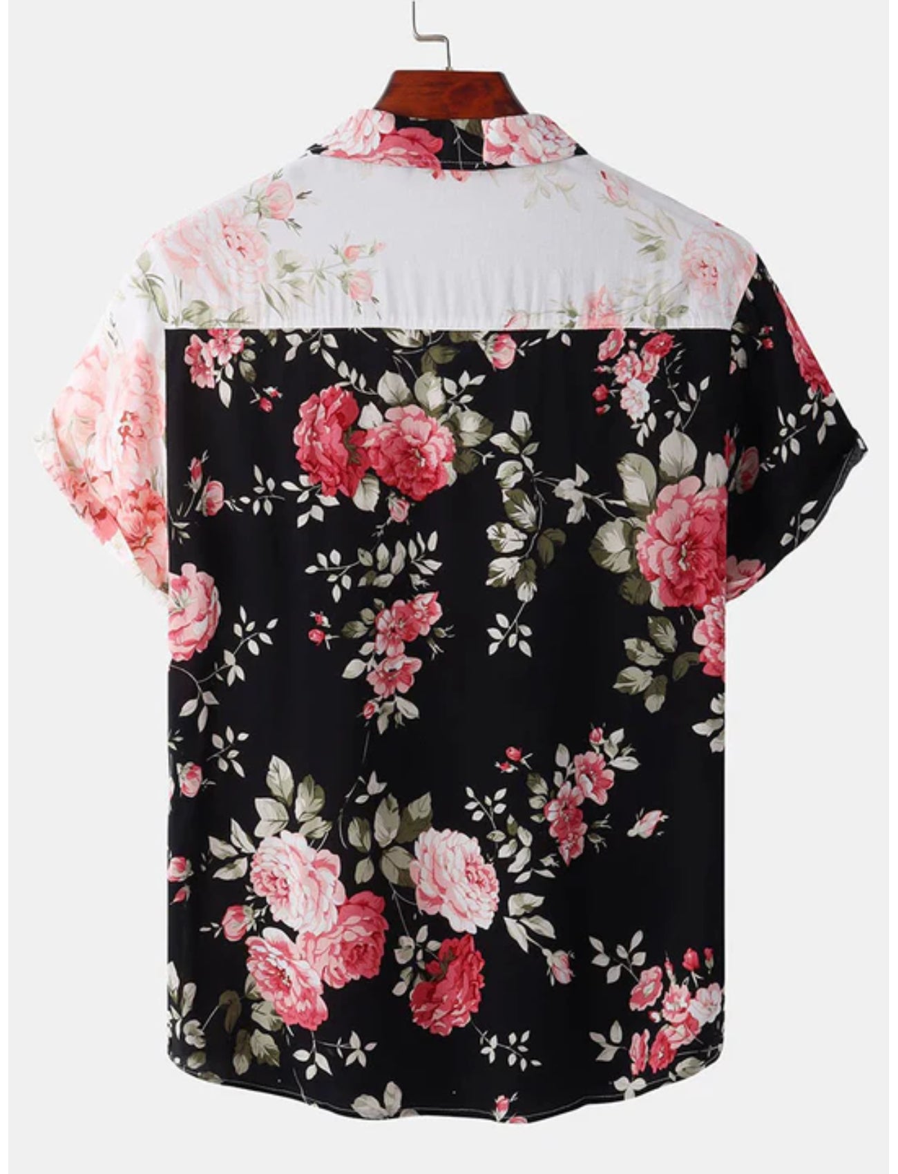 Floral Patchwork Button Down Shirt-Vacay Outfit