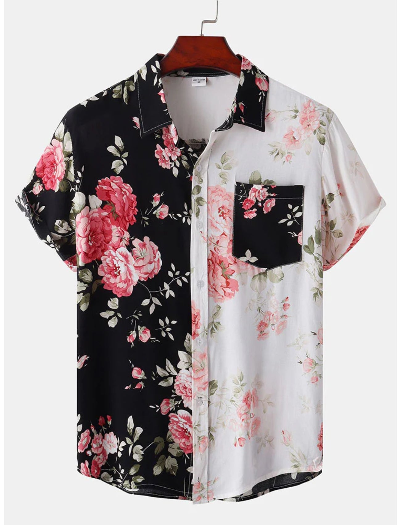 Floral Patchwork Button Down Shirt-Vacay Outfit