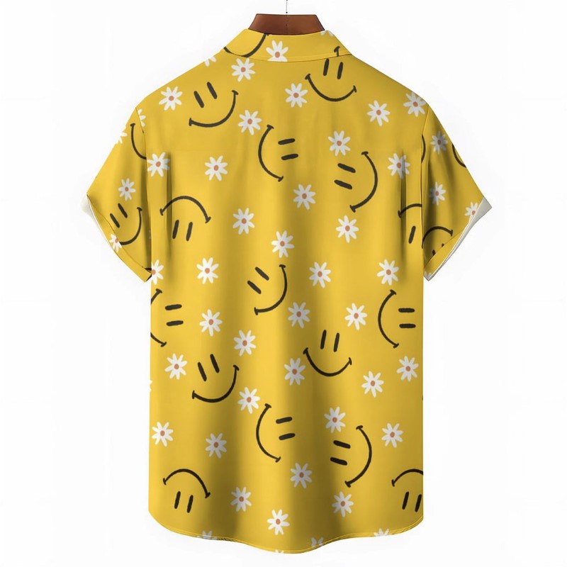 Floral Smiley Short Sleeve Graphic Shirt-Vacay Outfit