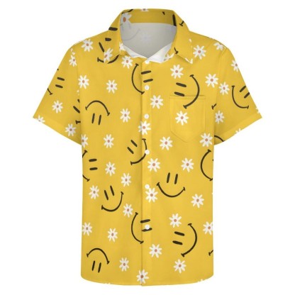 Floral Smiley Short Sleeve Graphic Shirt-Vacay Outfit