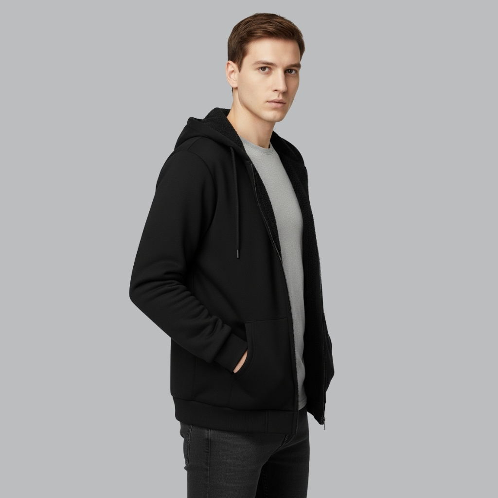 Full Zip Up Thick Sherpa Lined Hooded