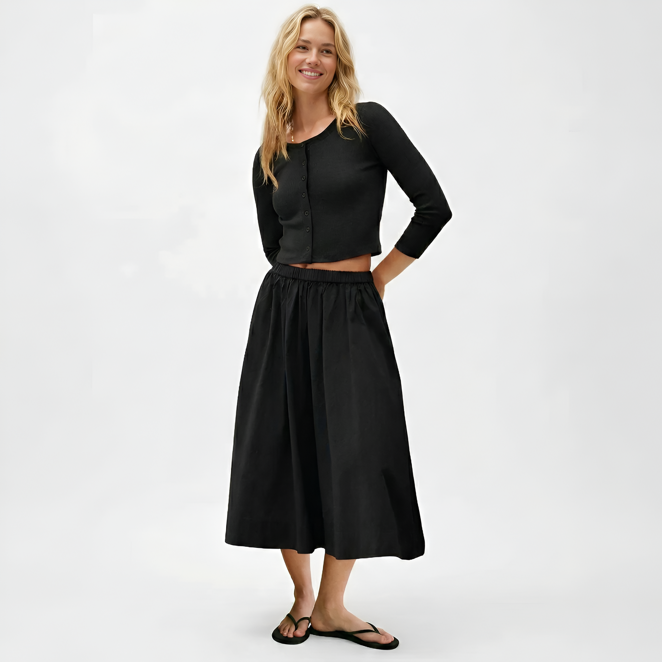 Two Piece Lounge Set With Ribbed Button Down Cardigan For Women