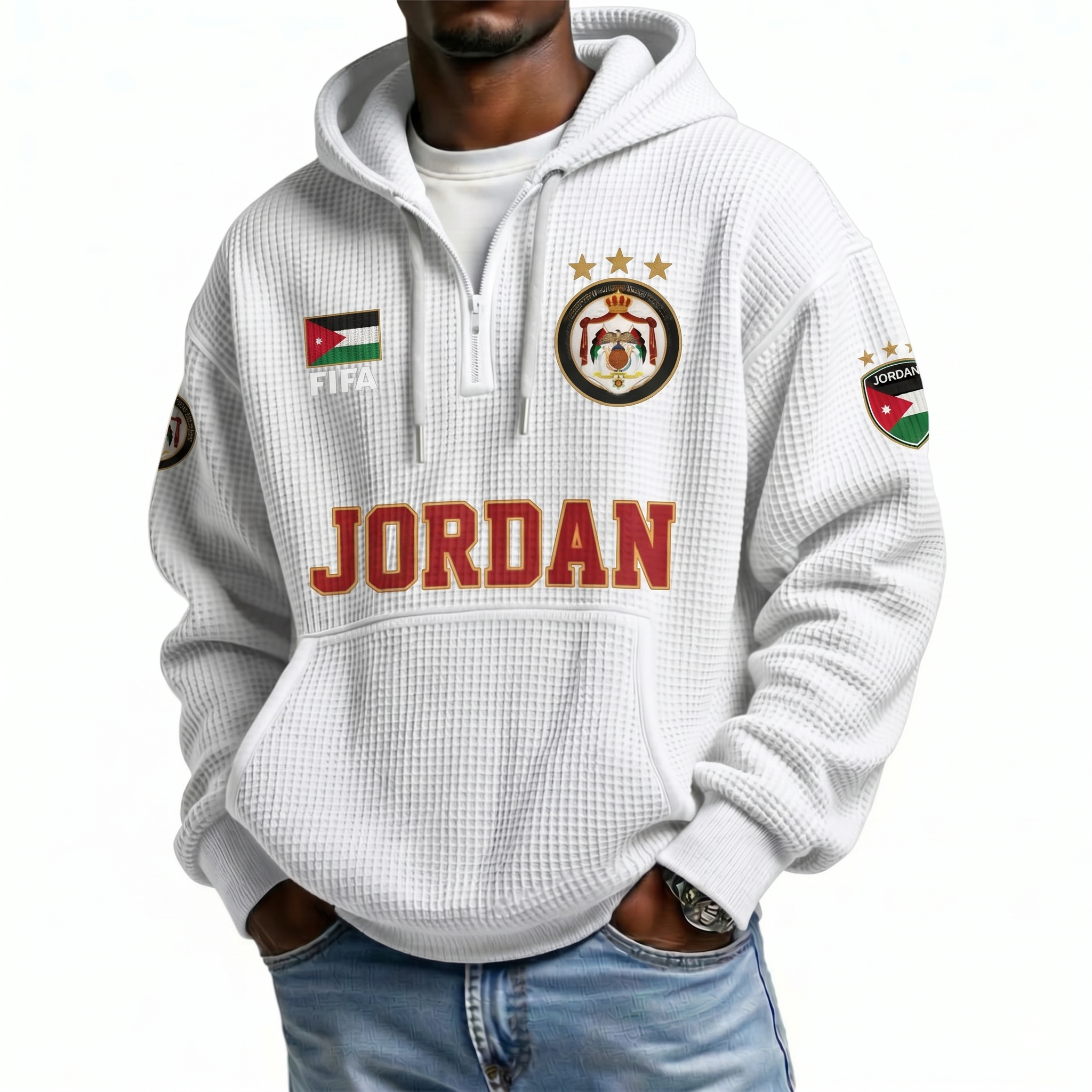 FIFA 2026 Jordan Printed Waffle Quarter Zip Football Fan Hoodie