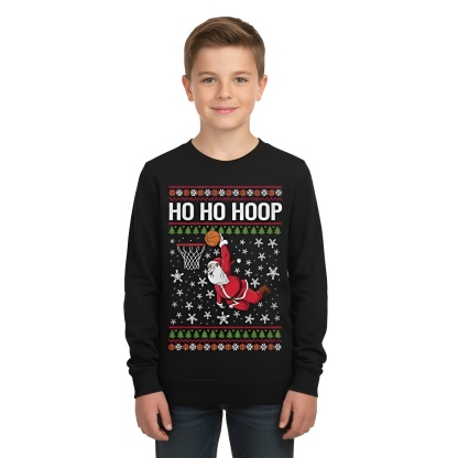 Ho Ho Hoop Printed Ugly Christmas Sweater for Boys and Girls