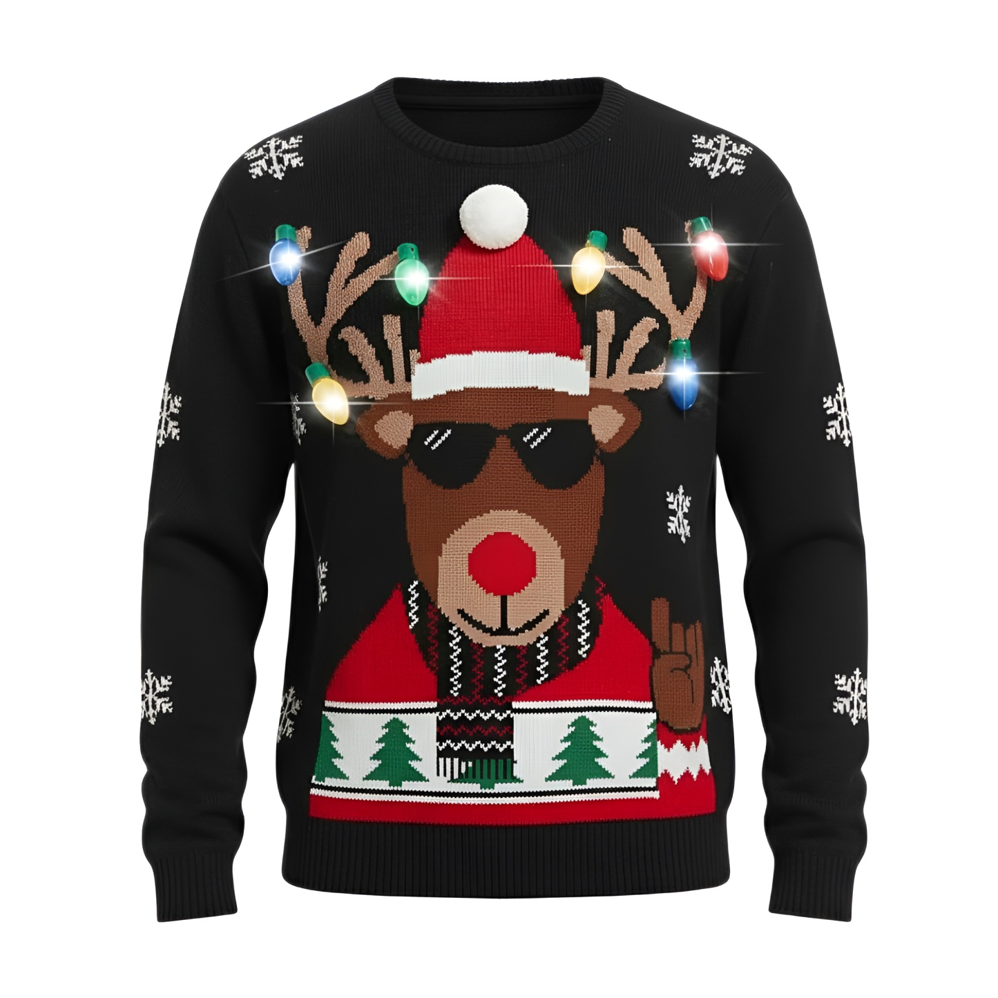 Ugly Christmas Sweater For Men With Rudolph Reindeer Design