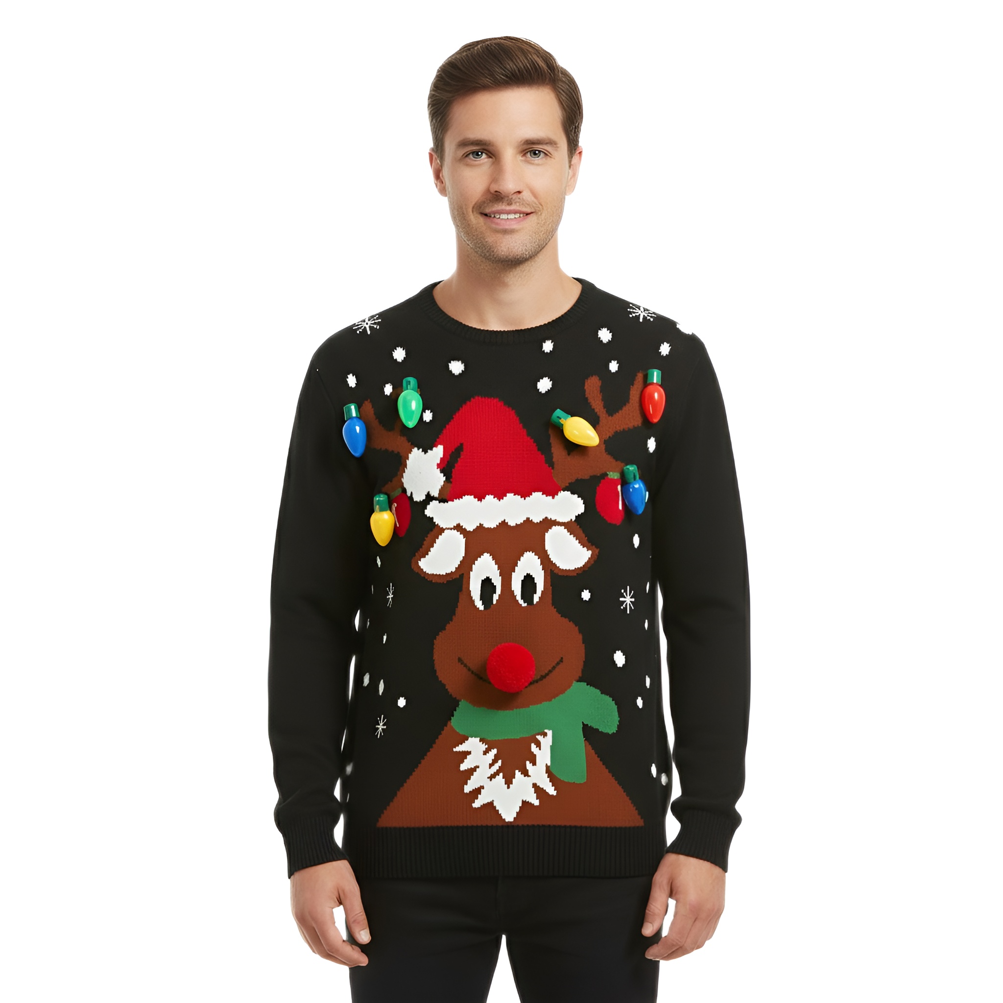 Ugly Christmas Sweater For Men With Rudolph Reindeer Design