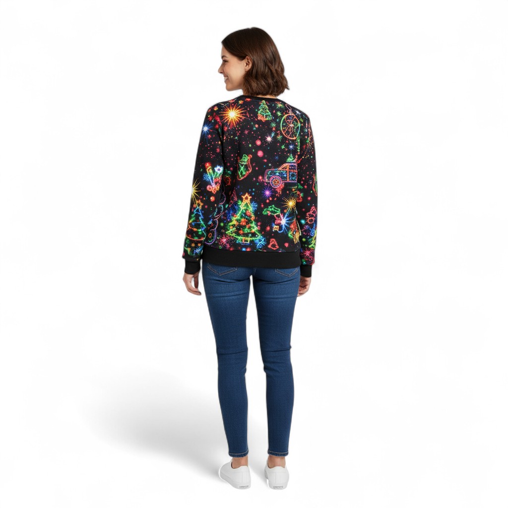 Long Sleeve Graphic Print Ugly Christmas Sweater