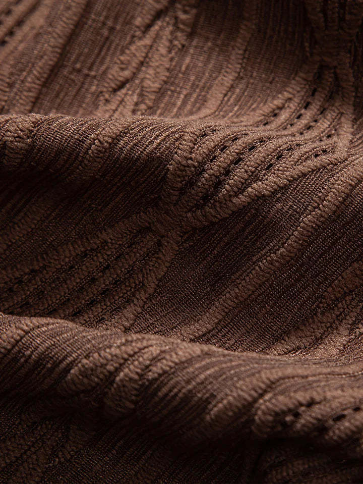 Geometric Patterned Jacquard Cuban Shirt-Vacay Outfit