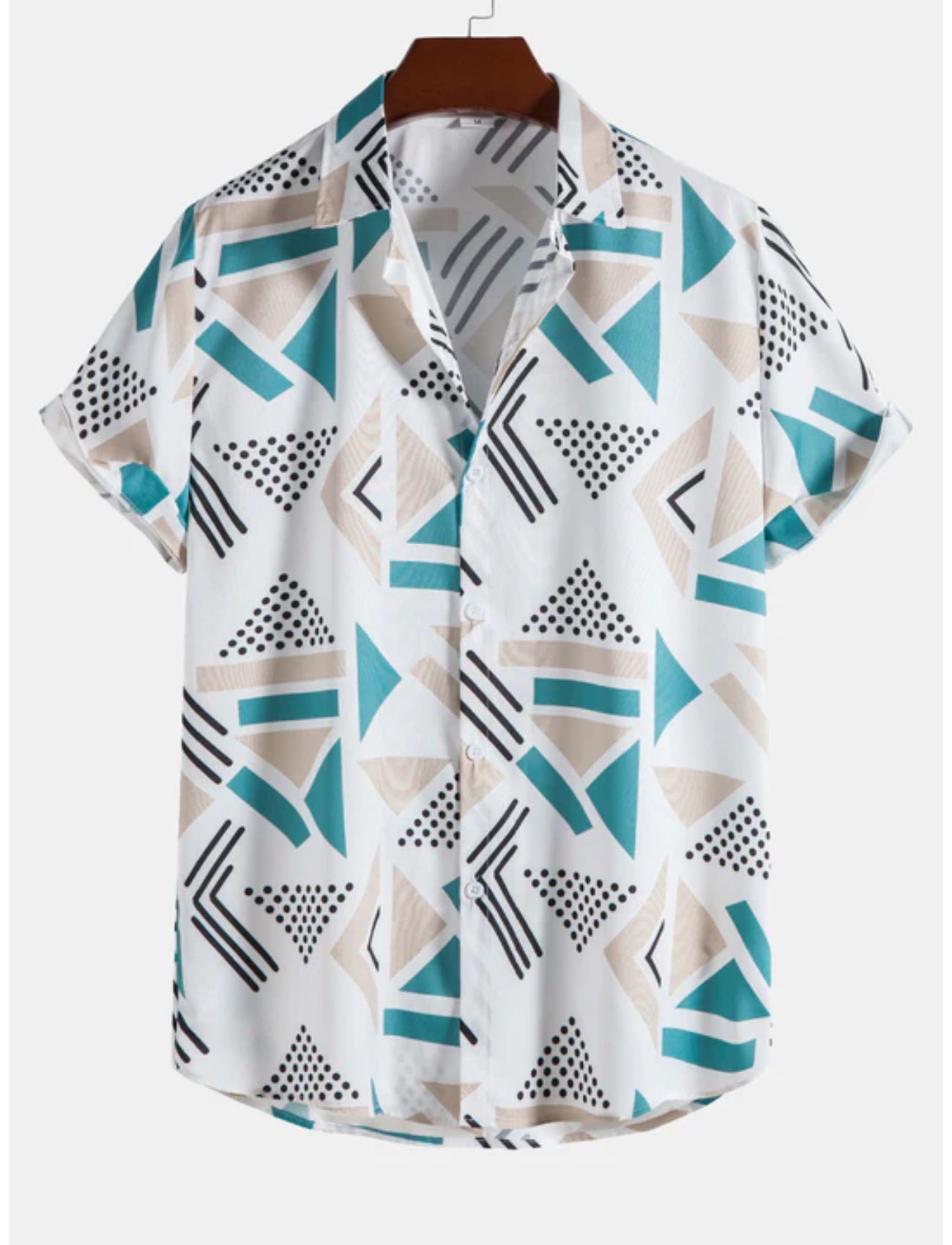 Geometric Pattern Shirt And Swim Trunks-Vacay Outfit