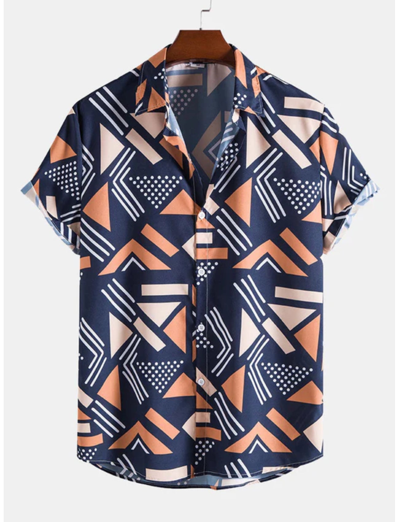 Geometric Pattern Shirt And Swim Trunks-Vacay Outfit