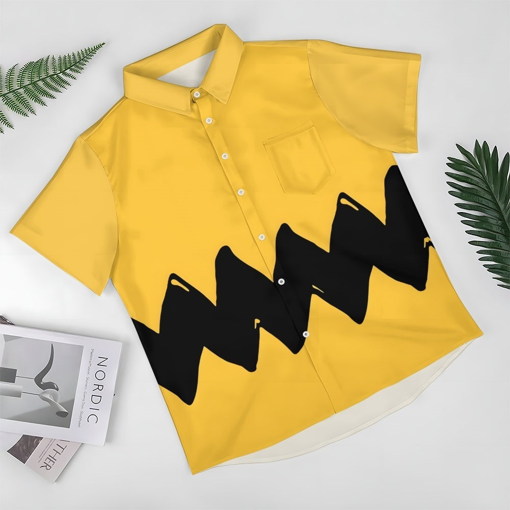 Geometric Short Sleeve Resort Shirt-Vacay Outfit