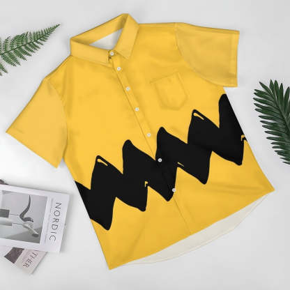 Geometric Short Sleeve Resort Shirt-Vacay Outfit