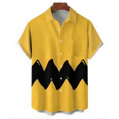 Geometric Short Sleeve Resort Shirt-Vacay Outfit