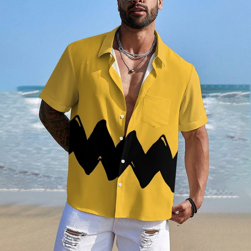 Geometric Short Sleeve Resort Shirt-Vacay Outfit